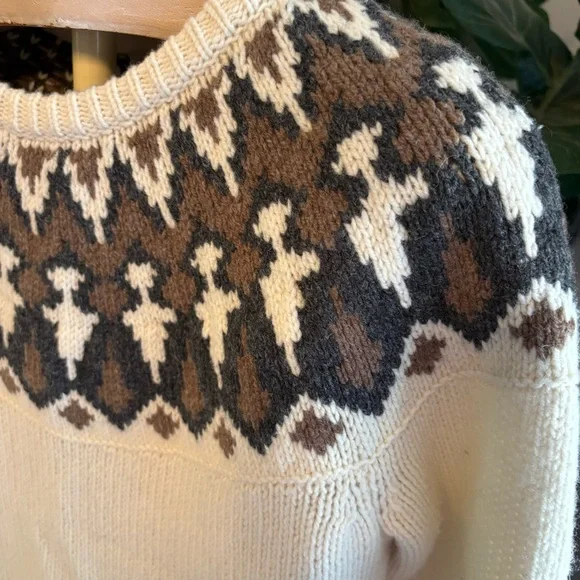 L.L. Bean Bean's Classic Ragg Wool Sweater Crewneck Fair Isle Size Medium - Picture 3 of 8